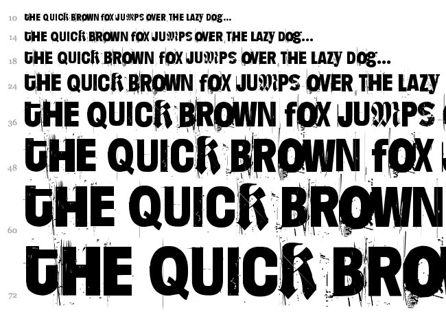 Dimension Zero font waterfall
